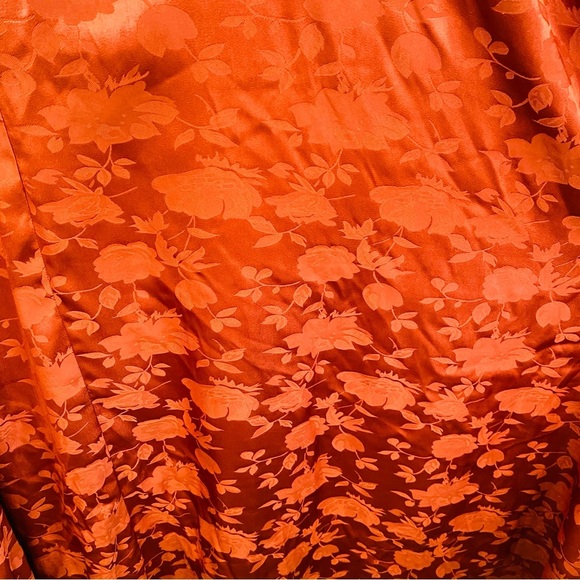 Lulus Simply Dreamy Rust Satin Floral Jacquard Maxi Dress Size XL - Picture 5 of 9